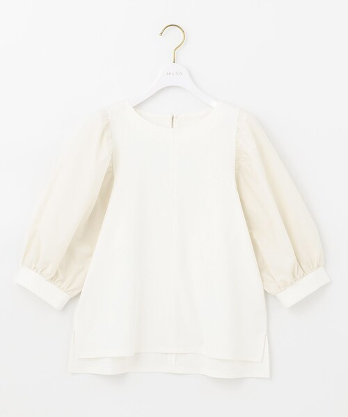 ANY SIS（エニィスィス）の「パフスリーブ異素材コンビ プルオーバー（Tシャツ/カットソー・レディース・ブラック系/ベージュ系/アイボリー系/ピンク系・2）」の10枚目の写真