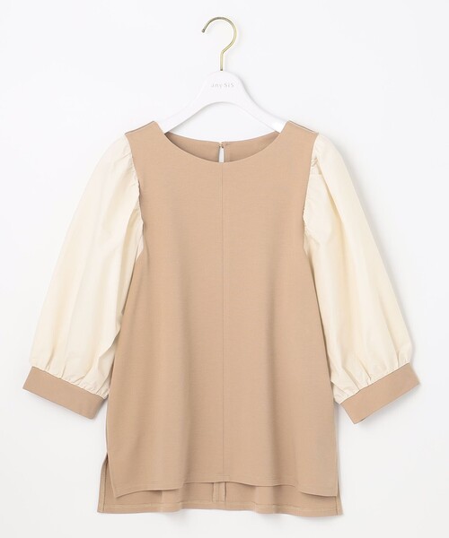 ANY SIS（エニィスィス）の「パフスリーブ異素材コンビ プルオーバー（Tシャツ/カットソー・レディース・ブラック系/ベージュ系/アイボリー系/ピンク系・2）」の12枚目の写真