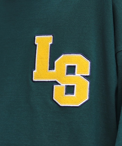 ILL'S（イルズ）の「オーバーサイズ LSカレッジロゴ刺繍 Tシャツ【ILL'S】（Tシャツ/カットソー・メンズ・ホワイト/ブラック/グリーン/杢グレー・FREE）」の10枚目の写真