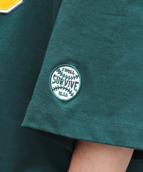 ILL'S（イルズ）の「オーバーサイズ LSカレッジロゴ刺繍 Tシャツ【ILL'S】（Tシャツ/カットソー・メンズ・ホワイト/ブラック/グリーン/杢グレー・FREE）」の11枚目の写真