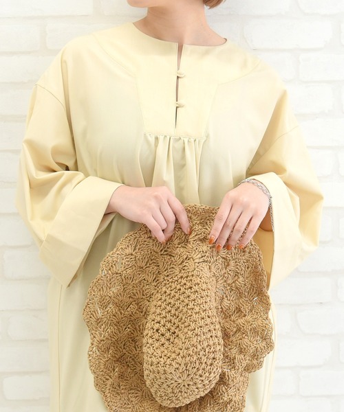 sango（sango）の「リネンタッチキーネックサイドスリットワンピース（ワンピース・レディース・ブラウン系その他/ブラック/マスタード/キナリ・FREE）」の14枚目の写真