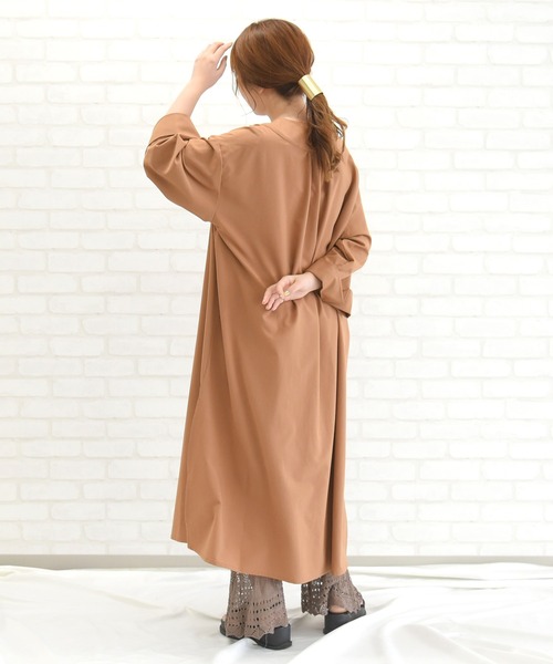 sango（sango）の「リネンタッチキーネックサイドスリットワンピース（ワンピース・レディース・ブラウン系その他/ブラック/マスタード/キナリ・FREE）」の15枚目の写真