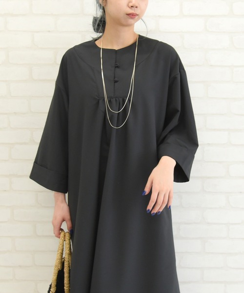 sango（sango）の「リネンタッチキーネックサイドスリットワンピース（ワンピース・レディース・ブラウン系その他/ブラック/マスタード/キナリ・FREE）」の19枚目の写真