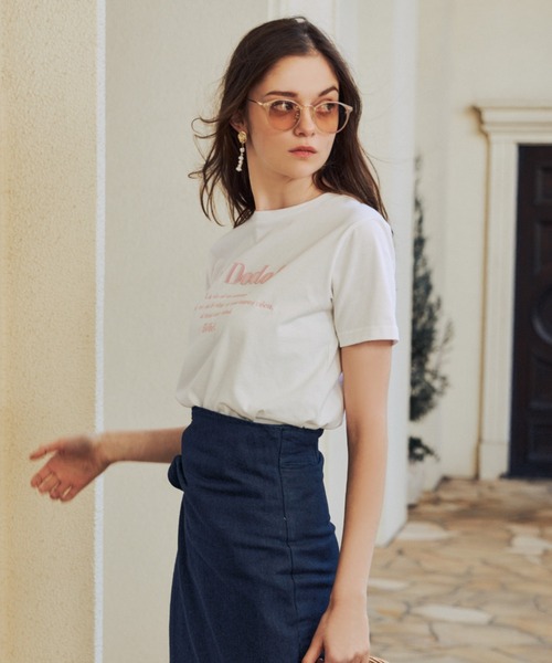 EIMY ISTOIRE(エイミーイストワール)の「コンパクトロゴTシャツ(Tシャツ/カットソー・レディース・ホワイト/サックスブルー/グリーン系その他/コーラルピンク・FREE)」の14枚目の写真