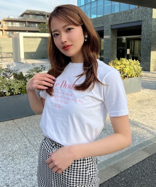 EIMY ISTOIRE(エイミーイストワール)の「コンパクトロゴTシャツ(Tシャツ/カットソー・レディース・ホワイト/サックスブルー/グリーン系その他/コーラルピンク・FREE)」の22枚目の写真