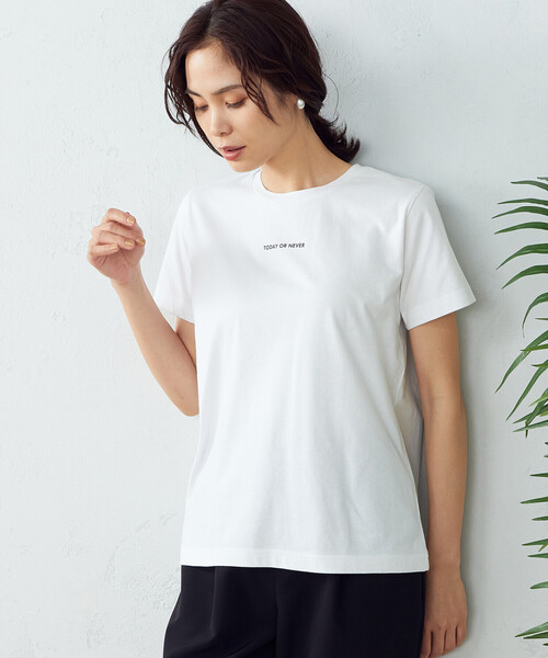 COMME CA ISM(コムサイズム)の「ロゴプリント Tシャツ(Tシャツ/カットソー・レディース・ホワイト/ブラック/ネイビー/ブラウン・SMALL/MEDIUM/LARGE)」の9枚目の写真