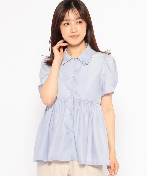 MISCH MASCH(ミッシュマッシュ)の「ダブルカラーペプラムボリュームブラウス(シャツ/ブラウス・レディース・ライトブルー/ブラック/ホワイト・MEDIUM)」の1枚目の写真