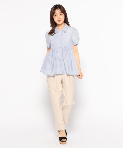 MISCH MASCH(ミッシュマッシュ)の「ダブルカラーペプラムボリュームブラウス(シャツ/ブラウス・レディース・ライトブルー/ブラック/ホワイト・MEDIUM)」の9枚目の写真