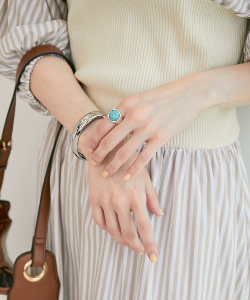 VIS(ビス)の「ストーンリング(リング・レディース・ベージュ/ベージュ系その他/ターコイズブルー・FREE)」の4枚目の写真