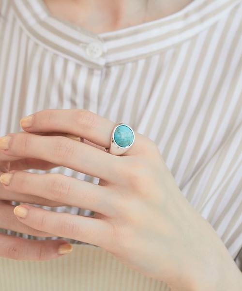 VIS(ビス)の「ストーンリング(リング・レディース・ベージュ/ベージュ系その他/ターコイズブルー・FREE)」の11枚目の写真