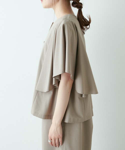 PUAL CE CIN（ピュアルセシン）の「【Du noir】ひらりと揺れる褒められサマージャケット（ノーカラージャケット・レディース・ブラック/ベージュ・FREE）」の15枚目の写真