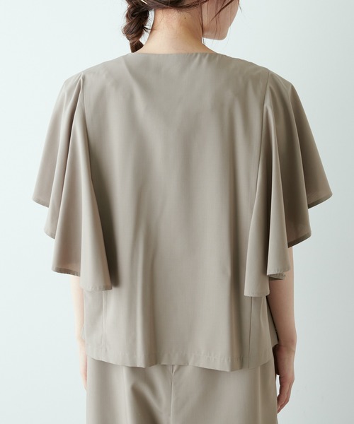 PUAL CE CIN（ピュアルセシン）の「【Du noir】ひらりと揺れる褒められサマージャケット（ノーカラージャケット・レディース・ブラック/ベージュ・FREE）」の16枚目の写真