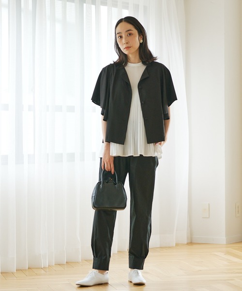 PUAL CE CIN（ピュアルセシン）の「【Du noir】ひらりと揺れる褒められサマージャケット（ノーカラージャケット・レディース・ブラック/ベージュ・FREE）」の11枚目の写真