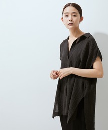 【WEB限定】【洗える】楊柳フレンチスリーブブラウス