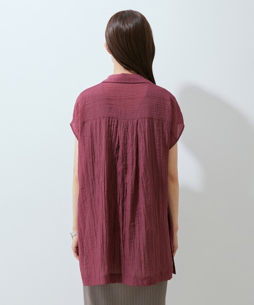 SALON adam et rope'(サロン アダム エ ロペ)の「【WEB限定】【洗える】楊柳フレンチスリーブブラウス(シャツ/ブラウス・レディース・ブラック/ベージュ/グリーン系その他/ワイン・FREE)」の16枚目の写真