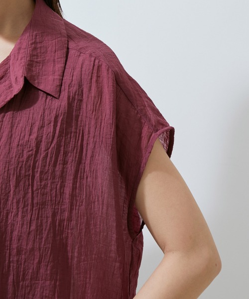 SALON adam et rope'(サロン アダム エ ロペ)の「【WEB限定】【洗える】楊柳フレンチスリーブブラウス(シャツ/ブラウス・レディース・ブラック/ベージュ/グリーン系その他/ワイン・FREE)」の18枚目の写真