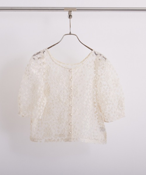 PAPAVER(パパヴェル)の「【papaver】パールボタンオーガンジーBL(シャツ/ブラウス・レディース・ブラック/アイボリー/オフホワイト/ミント・MEDIUM)」の10枚目の写真