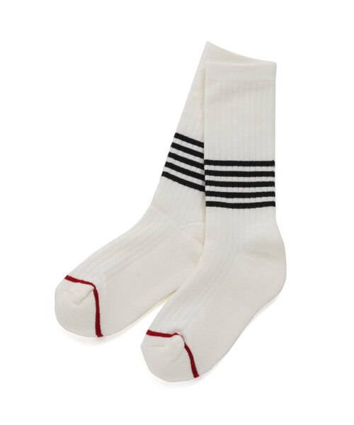 Ampersand（アンパサンド）の「ボーダー ソックス（ソックス/靴下・キッズ・ネイビー/オレンジ/オフホワイト・12/15 /18/21）」の2枚目の写真