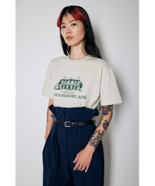 MOUSSY（マウジー）の「DOWN MEMORY LANE Tシャツ（Tシャツ/カットソー・レディース・アイボリー/ライトピンク/ダークネイビー・FREE）」の11枚目の写真