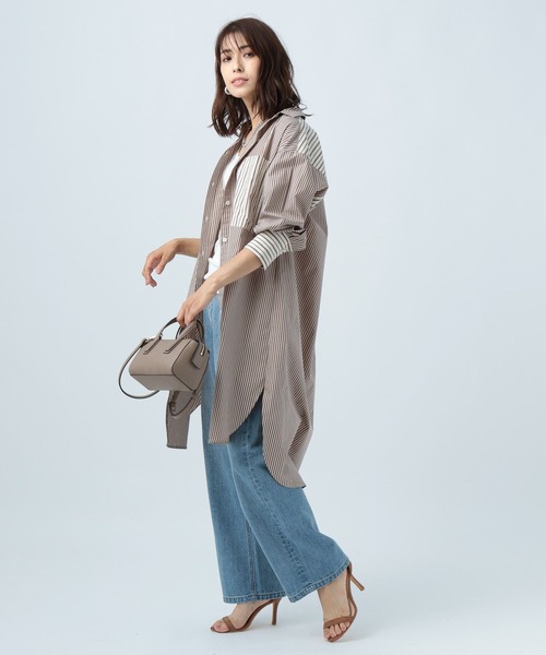 BAYFLOW（ベイフロー）の「アソートストライプシャツワンピース（シャツワンピース・レディース・ホワイト/ネイビー/ブラウン・FREE）」の15枚目の写真