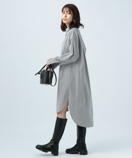 BAYFLOW（ベイフロー）の「アソートストライプシャツワンピース（シャツワンピース・レディース・ホワイト/ネイビー/ブラウン・FREE）」の8枚目の写真