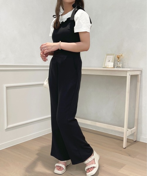 apres jour（アプレジュール）の「肩リボンサロペット【ZOZOTOWN限定アイテム】（サロペット/オーバーオール・レディース・インディゴブルー/ラベンダー/ブラック・X-LARGE/SMALL/MEDIUM）」の9枚目の写真