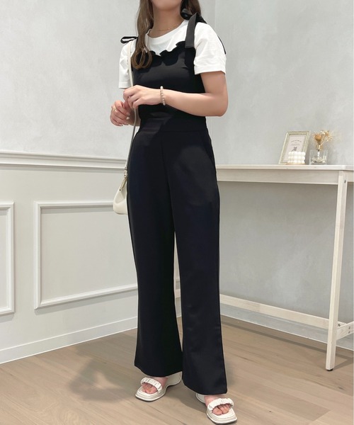 apres jour（アプレジュール）の「肩リボンサロペット【ZOZOTOWN限定アイテム】（サロペット/オーバーオール・レディース・インディゴブルー/ラベンダー/ブラック・X-LARGE/SMALL/MEDIUM）」の8枚目の写真