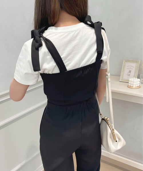 apres jour（アプレジュール）の「肩リボンサロペット【ZOZOTOWN限定アイテム】（サロペット/オーバーオール・レディース・インディゴブルー/ラベンダー/ブラック・X-LARGE/SMALL/MEDIUM）」の6枚目の写真