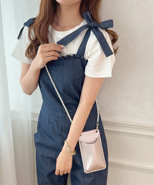 apres jour（アプレジュール）の「肩リボンサロペット【ZOZOTOWN限定アイテム】（サロペット/オーバーオール・レディース・インディゴブルー/ラベンダー/ブラック・X-LARGE/SMALL/MEDIUM）」の18枚目の写真