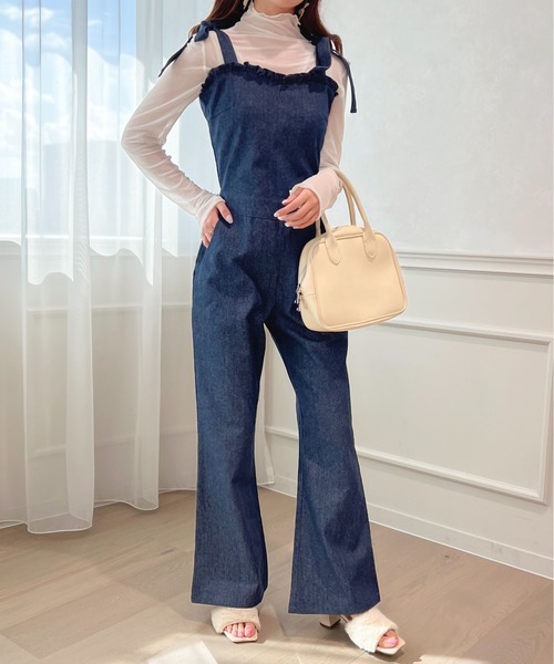 apres jour（アプレジュール）の「肩リボンサロペット【ZOZOTOWN限定アイテム】（サロペット/オーバーオール・レディース・インディゴブルー/ラベンダー/ブラック・X-LARGE/SMALL/MEDIUM）」の21枚目の写真