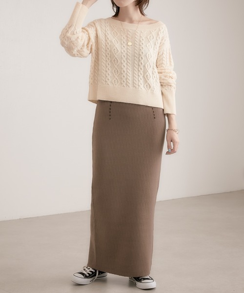 COLLAGE GALLARDAGALANTE（コラージュガリャルダガランテ）の「【OT】ハイウエストニットスカート（スカート・レディース・ブラック/ブラウン・FREE）」の6枚目の写真