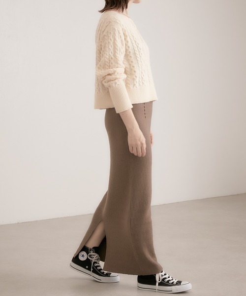 COLLAGE GALLARDAGALANTE（コラージュガリャルダガランテ）の「【OT】ハイウエストニットスカート（スカート・レディース・ブラック/ブラウン・FREE）」の4枚目の写真