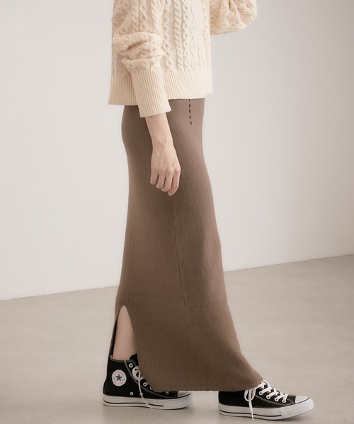 COLLAGE GALLARDAGALANTE（コラージュガリャルダガランテ）の「【OT】ハイウエストニットスカート（スカート・レディース・ブラック/ブラウン・FREE）」の7枚目の写真