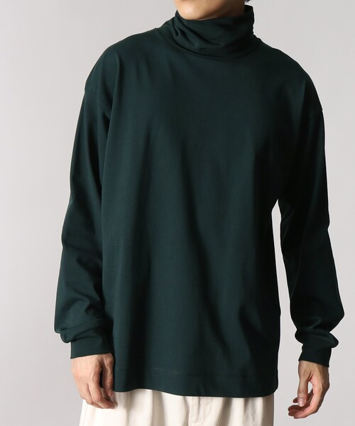THE SHOP TK (ザ ショップ ティーケー )の「◆【プレミアムコットンシリーズ】ロングスリーブタートルネックTシャツ(Tシャツ/カットソー・メンズ・サンドベージュ/モスグリーン/オフホワイト/ブラック・02/03/04)」の4枚目の写真