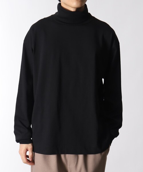 THE SHOP TK (ザ ショップ ティーケー )の「◆【プレミアムコットンシリーズ】ロングスリーブタートルネックTシャツ(Tシャツ/カットソー・メンズ・サンドベージュ/モスグリーン/オフホワイト/ブラック・02/03/04)」の3枚目の写真