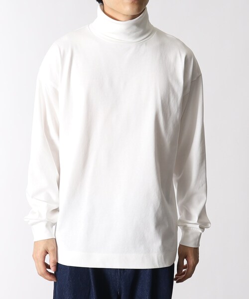 THE SHOP TK (ザ ショップ ティーケー )の「◆【プレミアムコットンシリーズ】ロングスリーブタートルネックTシャツ(Tシャツ/カットソー・メンズ・サンドベージュ/モスグリーン/オフホワイト/ブラック・02/03/04)」の8枚目の写真