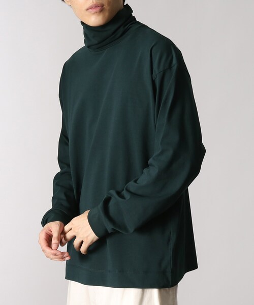THE SHOP TK (ザ ショップ ティーケー )の「◆【プレミアムコットンシリーズ】ロングスリーブタートルネックTシャツ(Tシャツ/カットソー・メンズ・サンドベージュ/モスグリーン/オフホワイト/ブラック・02/03/04)」の20枚目の写真