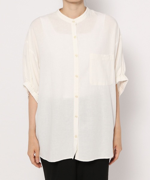 natural by clip》リネンミニカラーギャザーブラウス