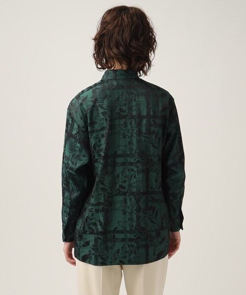 tk.TAKEO KIKUCHI（ティーケータケオキクチ）の「◆ブライトリーフジャカードシャツ（シャツ/ブラウス・レディース・キャメル/ダークグリーン系3/ブラック系3・66）」の7枚目の写真