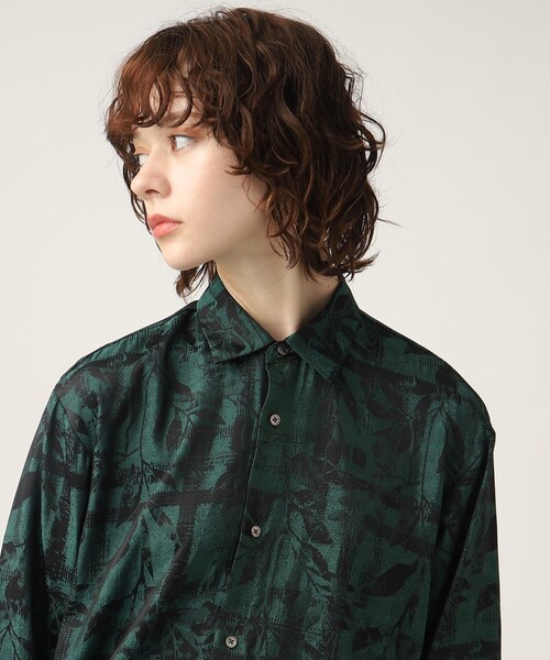 tk.TAKEO KIKUCHI（ティーケータケオキクチ）の「◆ブライトリーフジャカードシャツ（シャツ/ブラウス・レディース・キャメル/ダークグリーン系3/ブラック系3・66）」の8枚目の写真