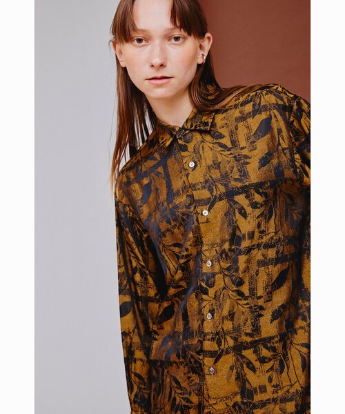 tk.TAKEO KIKUCHI（ティーケータケオキクチ）の「◆ブライトリーフジャカードシャツ（シャツ/ブラウス・レディース・キャメル/ダークグリーン系3/ブラック系3・66）」の15枚目の写真