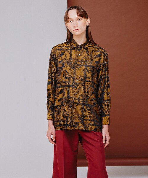 tk.TAKEO KIKUCHI（ティーケータケオキクチ）の「◆ブライトリーフジャカードシャツ（シャツ/ブラウス・レディース・キャメル/ダークグリーン系3/ブラック系3・66）」の16枚目の写真