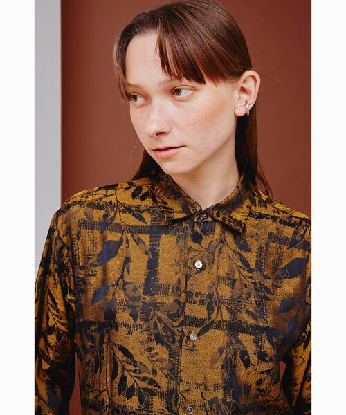 tk.TAKEO KIKUCHI（ティーケータケオキクチ）の「◆ブライトリーフジャカードシャツ（シャツ/ブラウス・レディース・キャメル/ダークグリーン系3/ブラック系3・66）」の17枚目の写真
