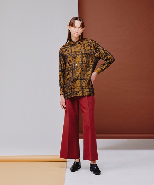 tk.TAKEO KIKUCHI（ティーケータケオキクチ）の「◆ブライトリーフジャカードシャツ（シャツ/ブラウス・レディース・キャメル/ダークグリーン系3/ブラック系3・66）」の20枚目の写真