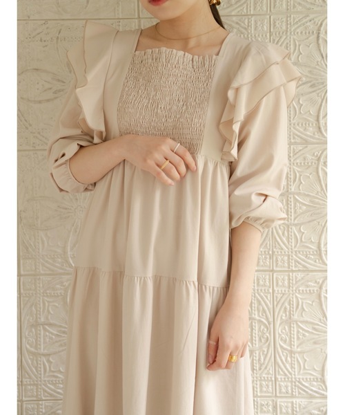 JUMELLE(ジュメロ)の「フロントシャーリングワンピース(ワンピース・レディース・グレー/ベージュ・FREE)」の20枚目の写真