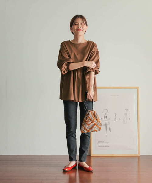 セール】コットンツイル2WAYギャザーブラウス（シャツ/ブラウス