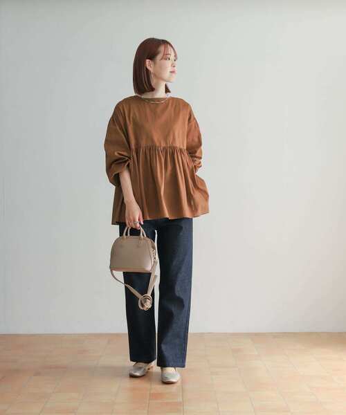 セール】コットンツイル2WAYギャザーブラウス（シャツ/ブラウス