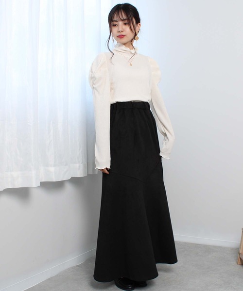 toucher du brise（トゥシェドブリーズ）の「ハイネック パワショル トップス（Tシャツ/カットソー・レディース・パープル/ブラック/ベージュ/グレー/オフホワイト・M）」の9枚目の写真