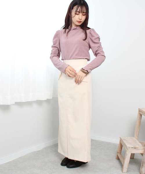 toucher du brise（トゥシェドブリーズ）の「ハイネック パワショル トップス（Tシャツ/カットソー・レディース・パープル/ブラック/ベージュ/グレー/オフホワイト・M）」の22枚目の写真