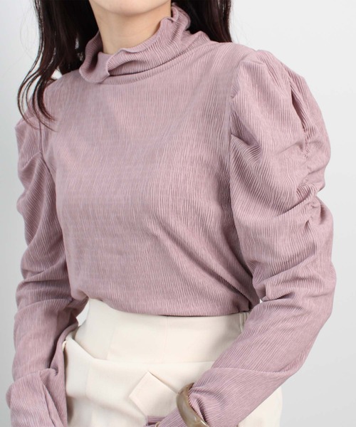 toucher du brise（トゥシェドブリーズ）の「ハイネック パワショル トップス（Tシャツ/カットソー・レディース・パープル/ブラック/ベージュ/グレー/オフホワイト・M）」の18枚目の写真